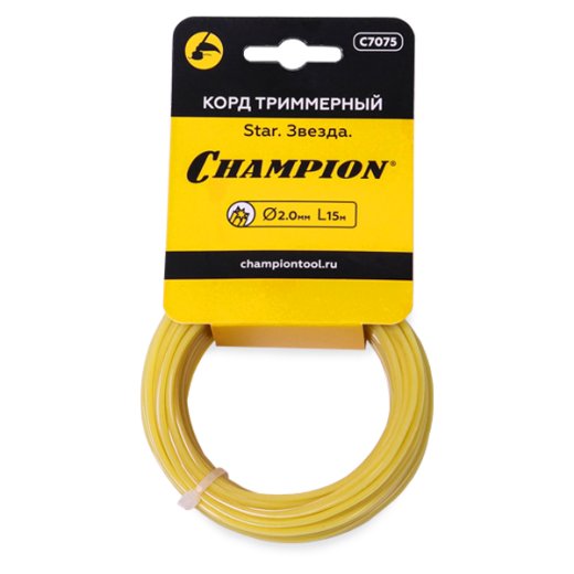 Леска для триммера Champion Star 2 мм × 15 м, сечение звезда, в мотке